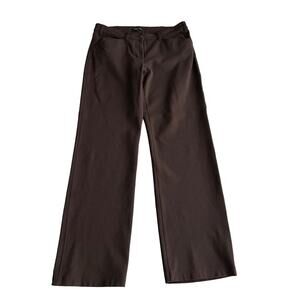 Eileen Fisher Rayon Blend Flat Front Wide Leg Brown Office Workwear Pants S